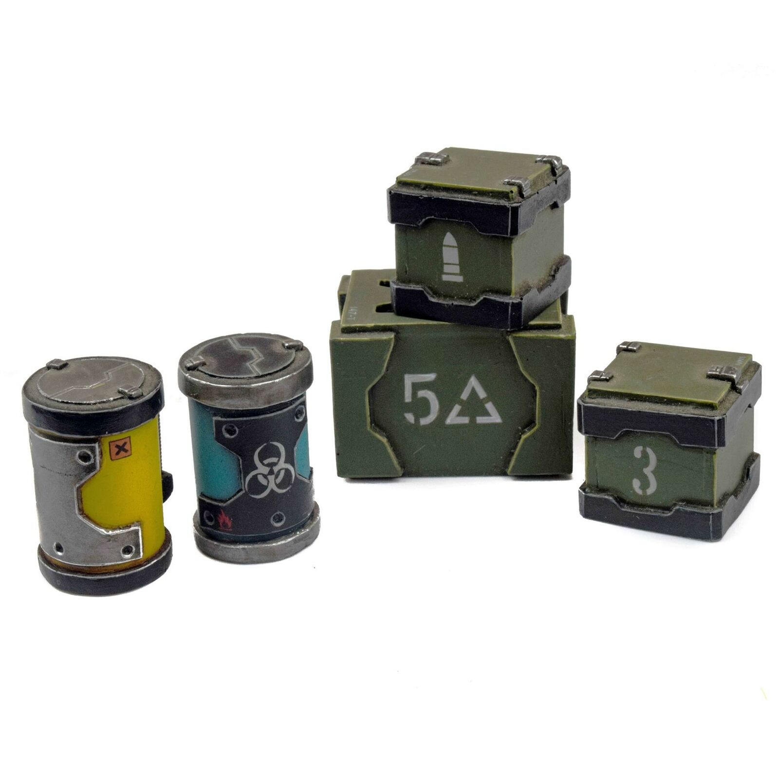 WWG Industry of War Casse e Barili - 28mm Wargame Terrain Modello Diorama