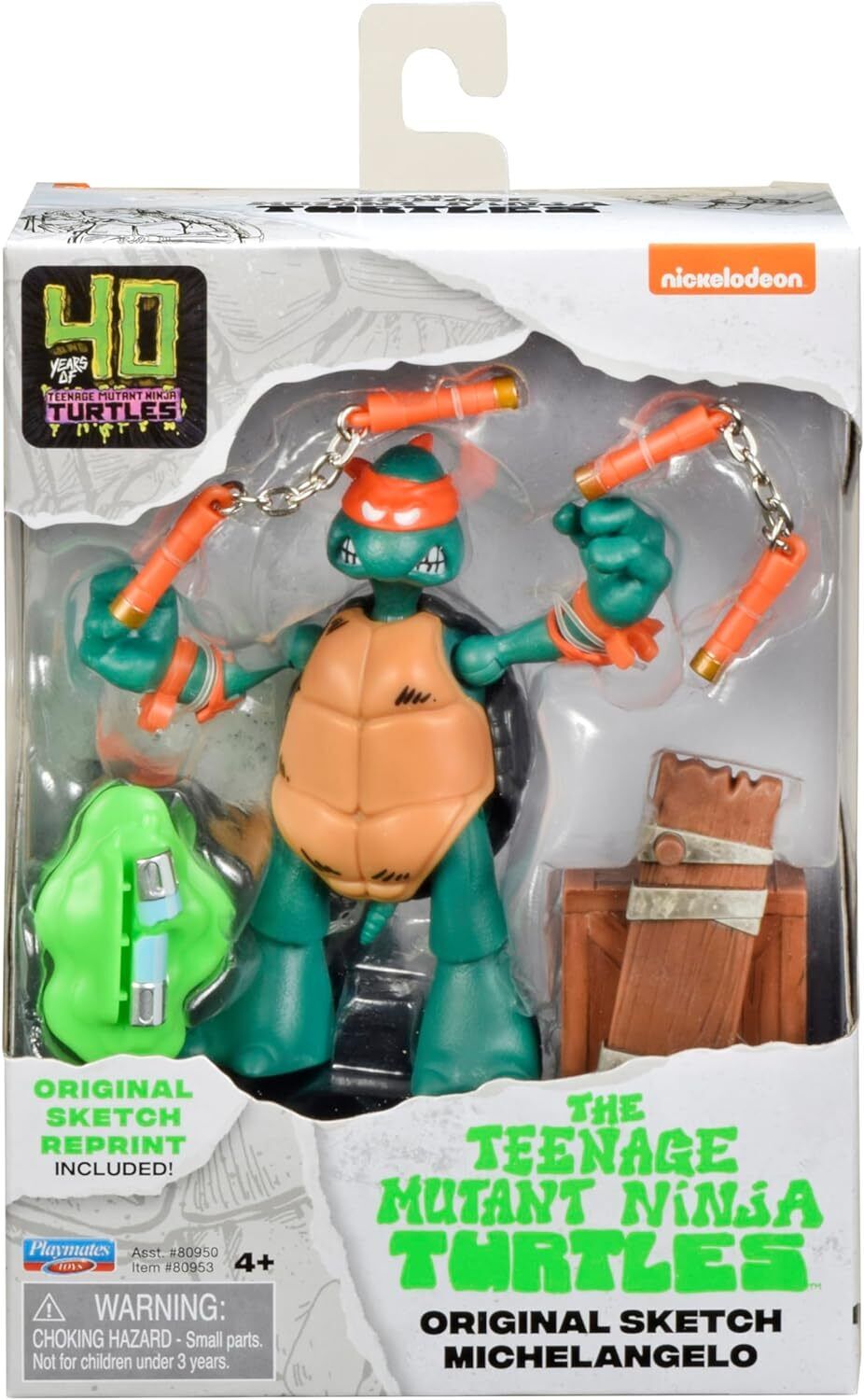 Nuovo Teenage Mutant Ninja Turtle Original Sketch 40th Anniversario Michelangelo