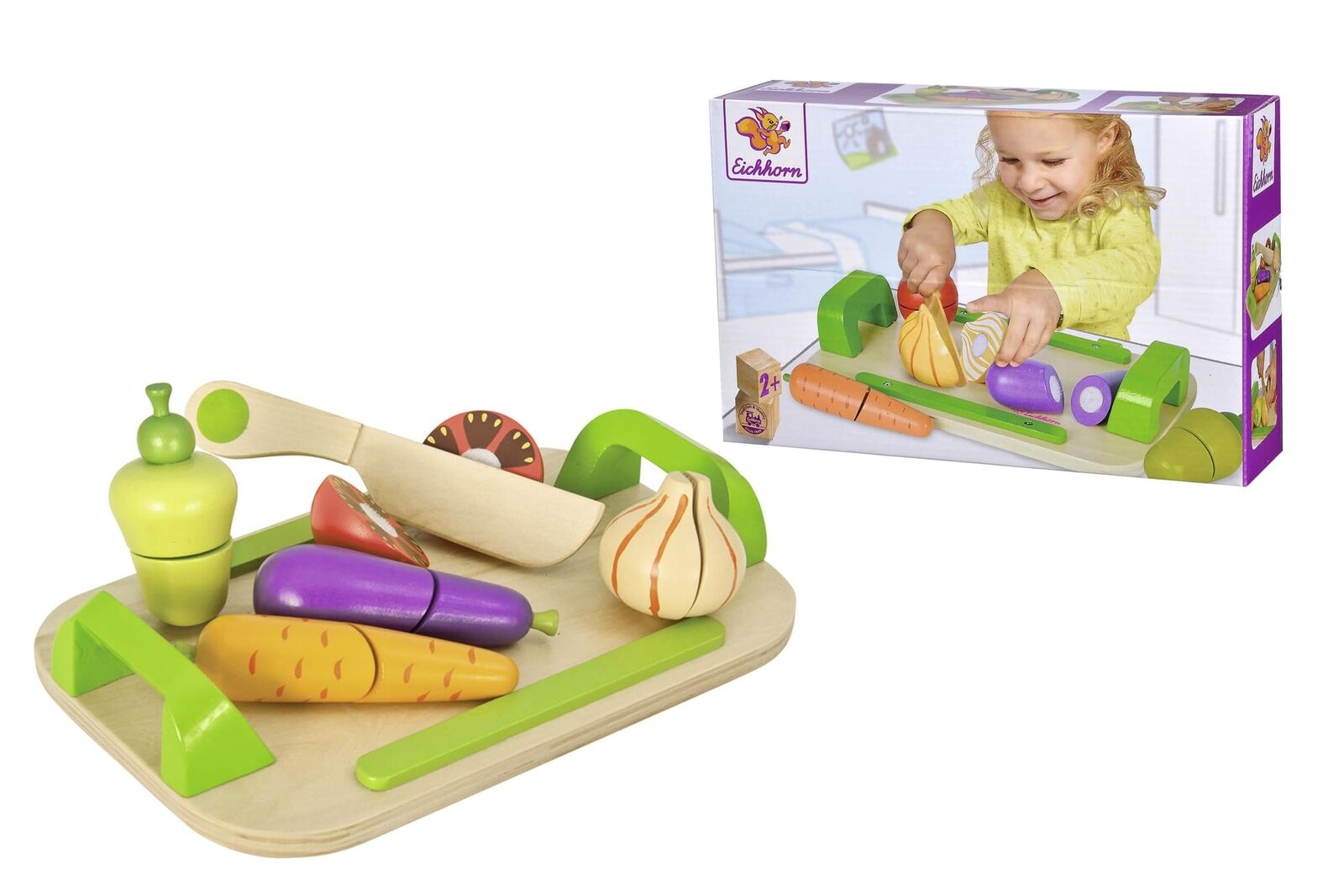 Toy Wooden Chopping Board Set with Pretend Play Food   Cute Colourful 'Cuttable'