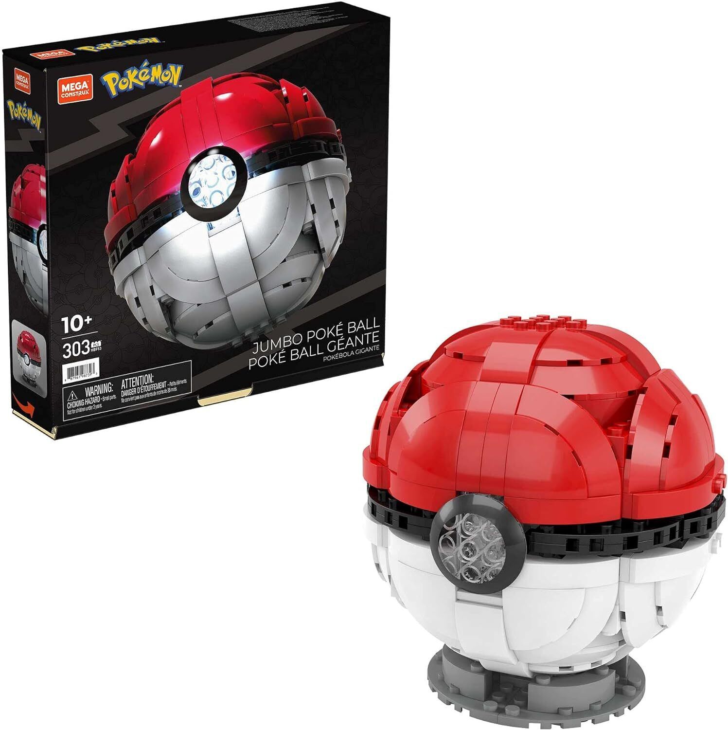 Mega Construx- Set da Costruzione Pokémon Poké Ball Gigante con Luci,...