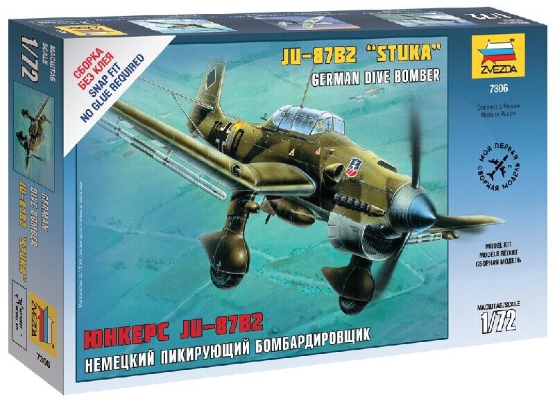 Junkers Ju-87 B2 German Dive Bomber 1:72 Plastic Model Kit 7306 ZVEZDA