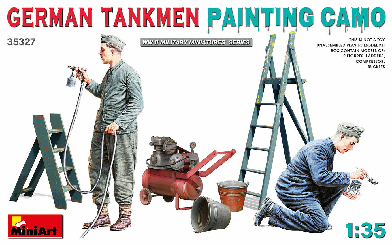 German Tankmen Painting Camo 1:35 Figure Plastic Model Kit MINIART