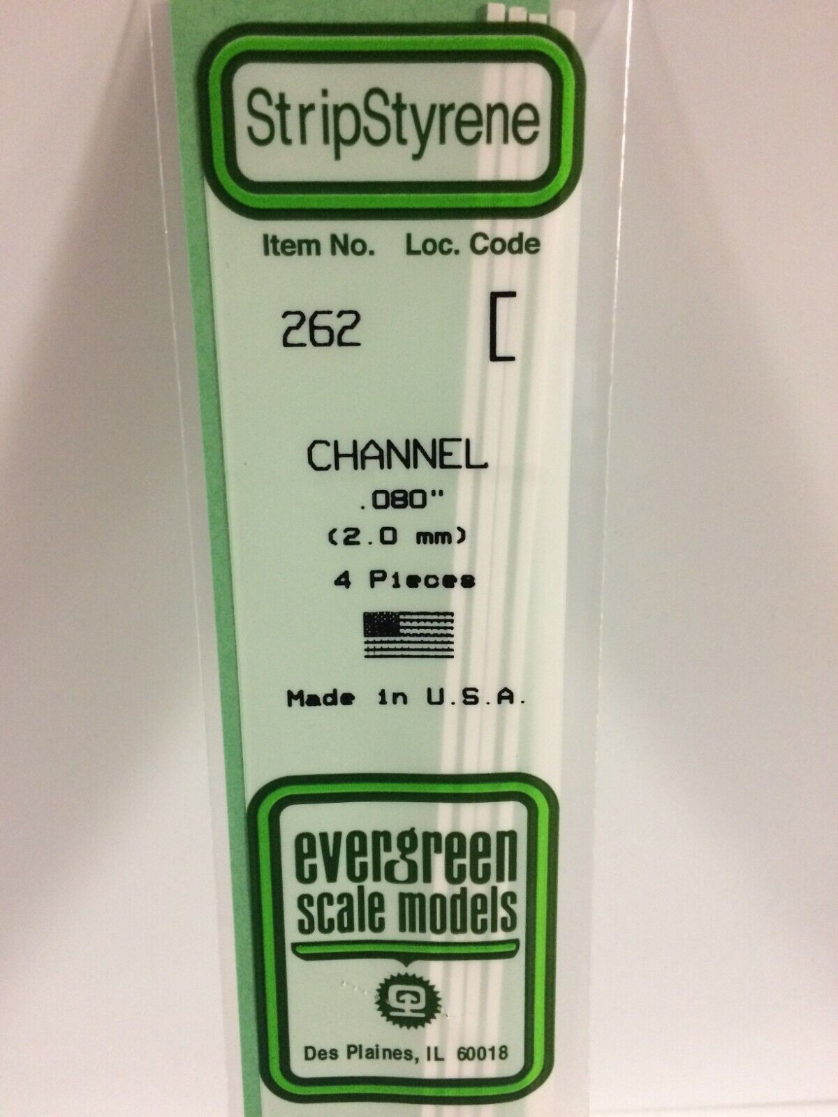Evergreen EV0262 Profilato sezione C 350mm altezza 2mm (4pz) modellismo
