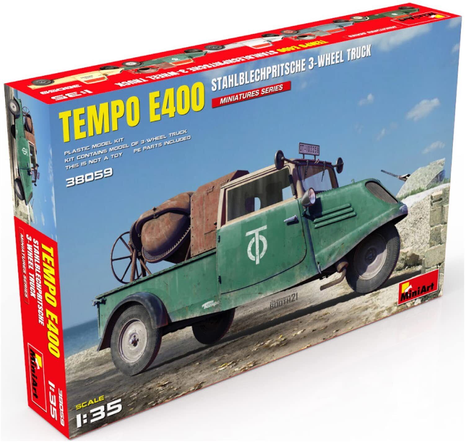 Mini Art 38059 1:35 Tempo E400 Sheet Steel Platform 3-Wheel-Faithful Replica, Mo