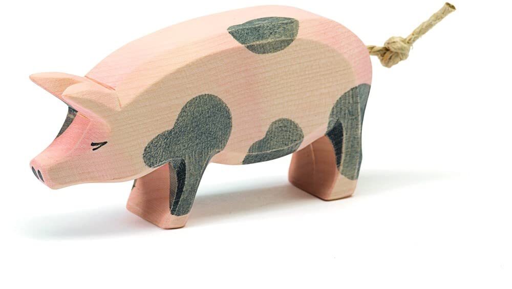 Ostheimer 10951 Pig Figurine Mottled Raised Head