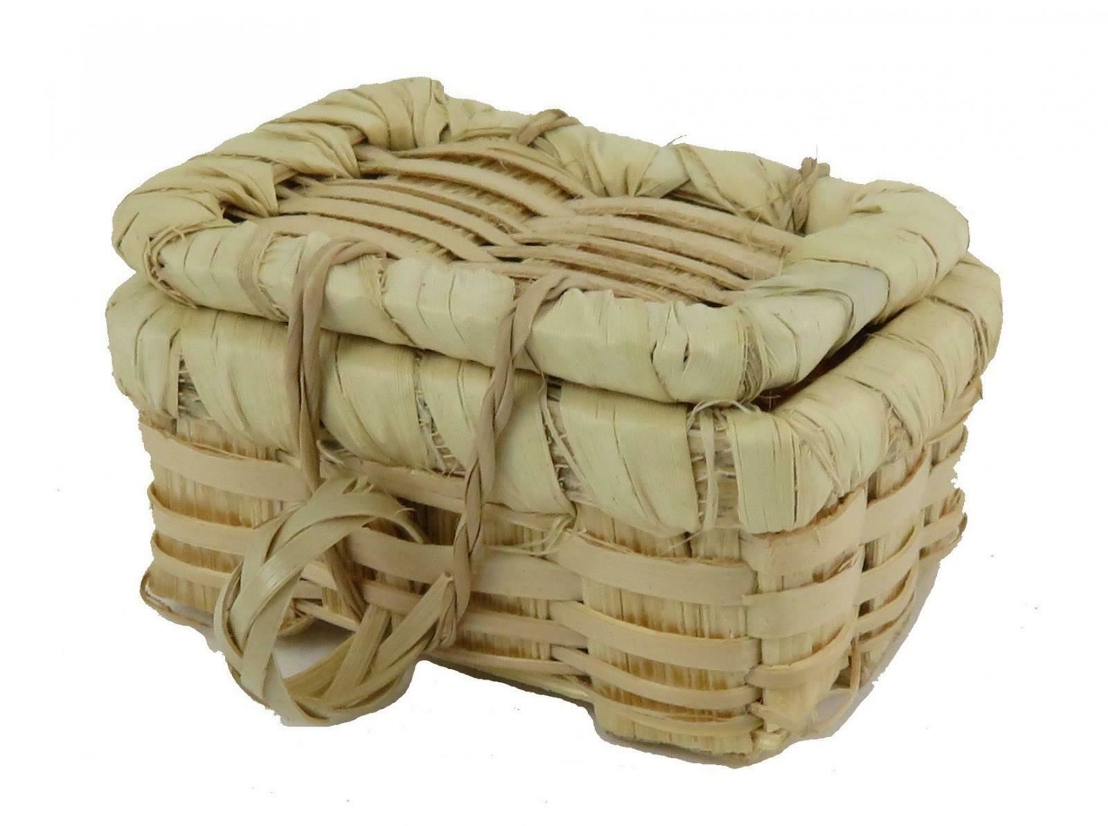 Casa Delle Bambole Picnic Hamper Wicker Tessuta Cestino con Coperchio Miniatura