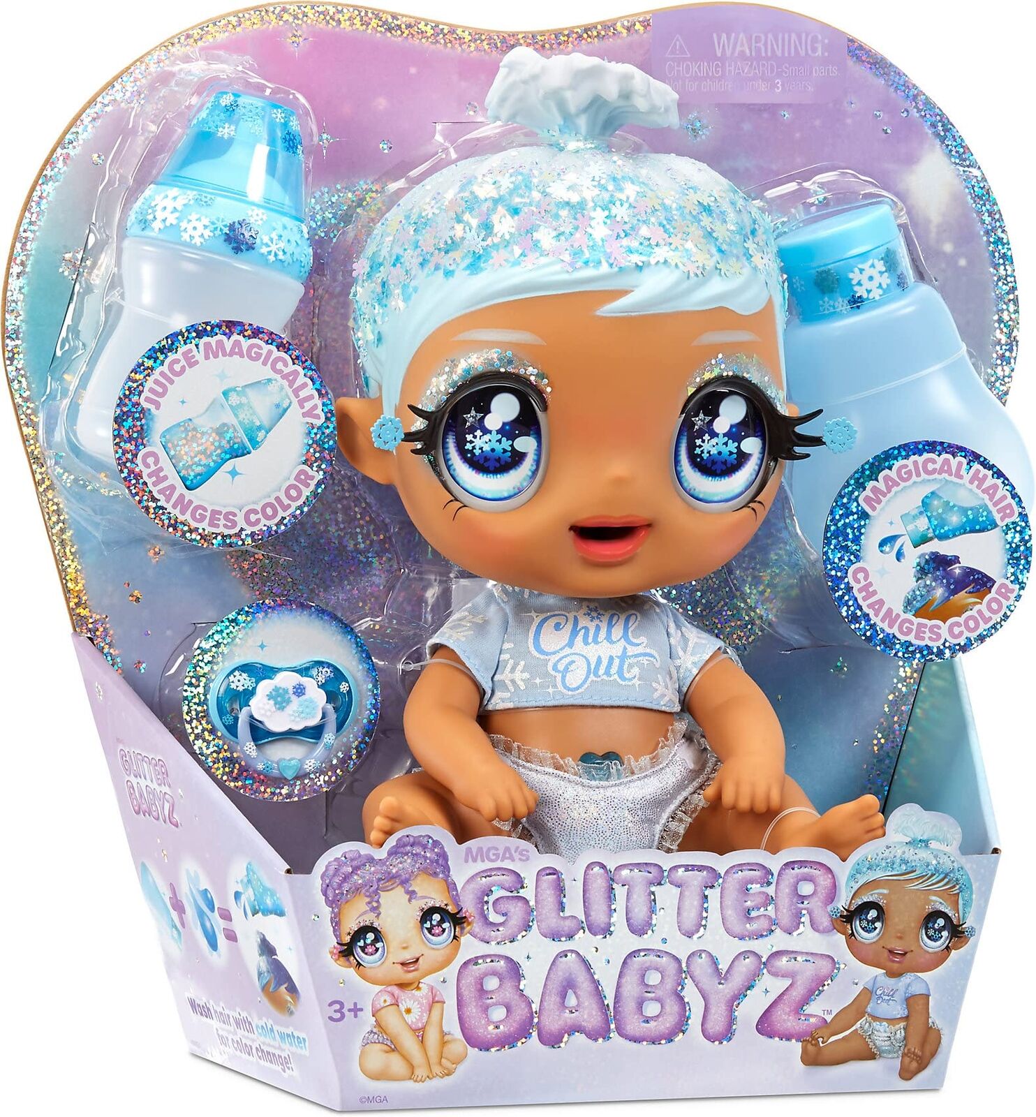 I Love U Glitter Babyz January Snowflake Baby Doll with 3 Magical Colour changes