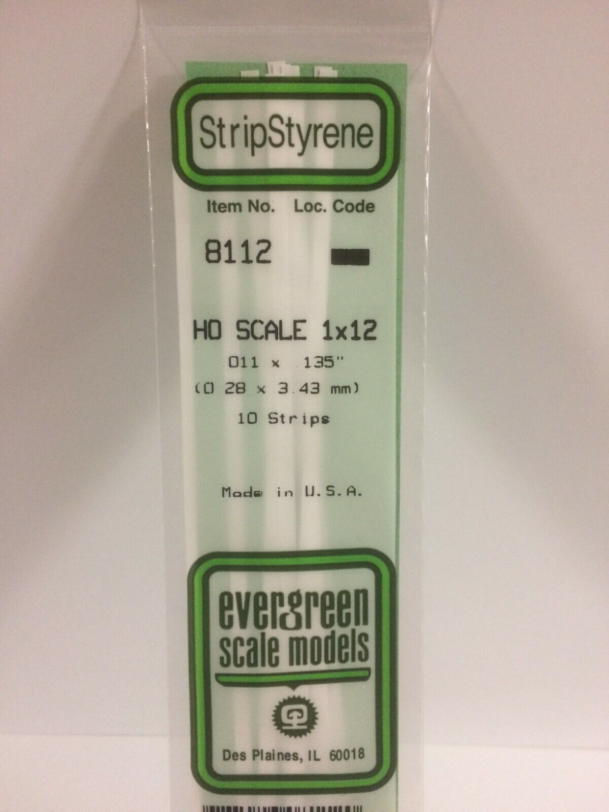 Evergreen EV8112 Listello in scala HO 0,3x3,4x350mm (10pz) modellismo