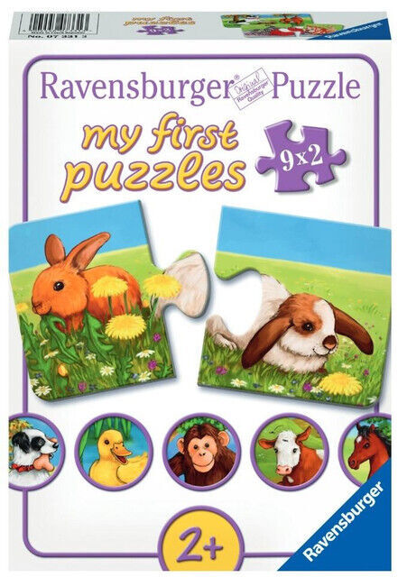 Puzzle 9x2 elementy. Urocze zwierzęta