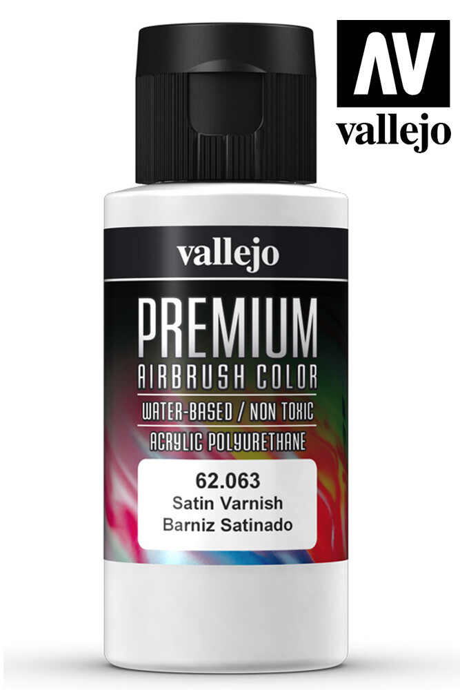 Vallejo Premium Airbrush Acrylic Acrilico Aerografo 62063 Satin Varnish 60ml.