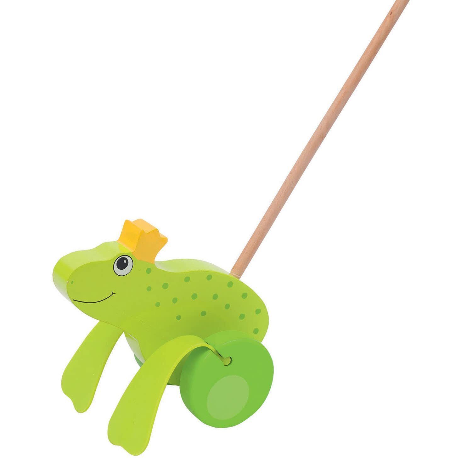 Goki 54938 Frog King Push-Along Toy, Green