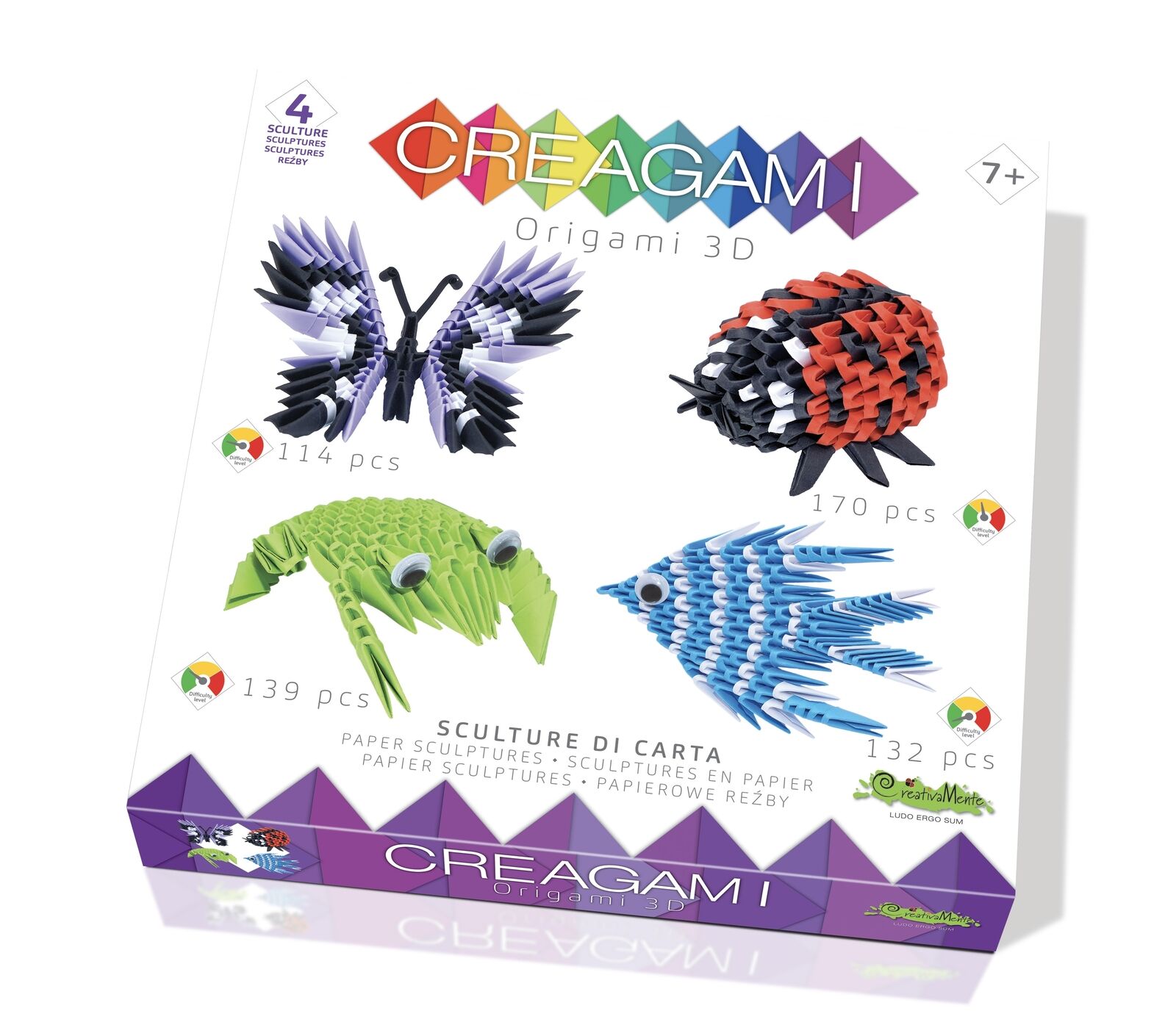 CREAGAMI SET 4 SCULTURE carta da piegare Creativamente made in Italy COCCINELLA