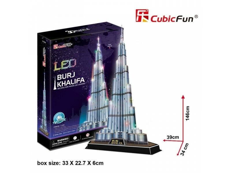 CUBICFUN MODELLINO CON LED BURJ KHALIFA DUBAI IN PUZZLE 3D