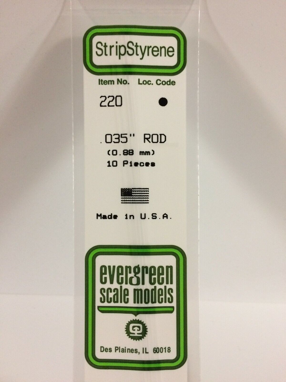 Evergreen EV0220 Tondino 350mm diametro 0,88mm (10pz) modellismo