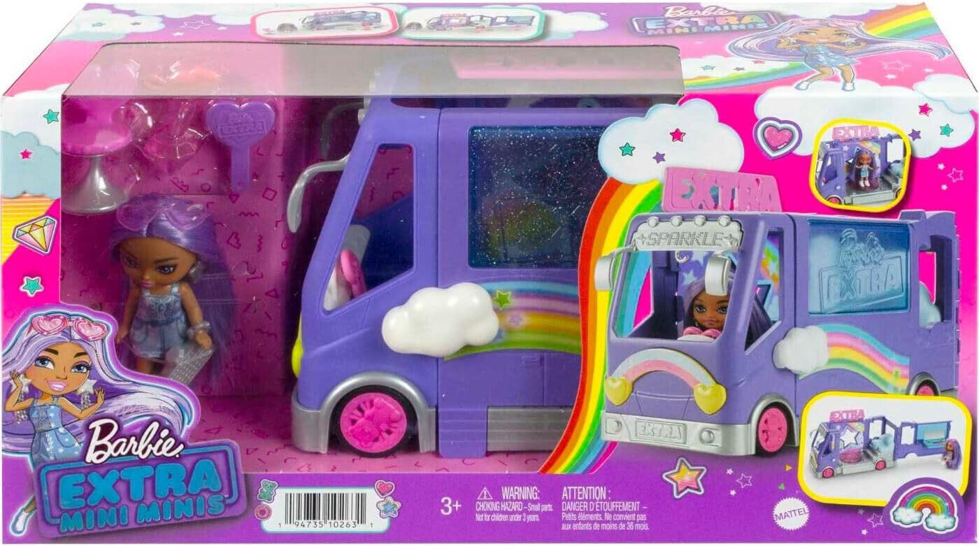 Barbie - Barbie Extra Mini , Bus Popstar playset con veicolo e bambola