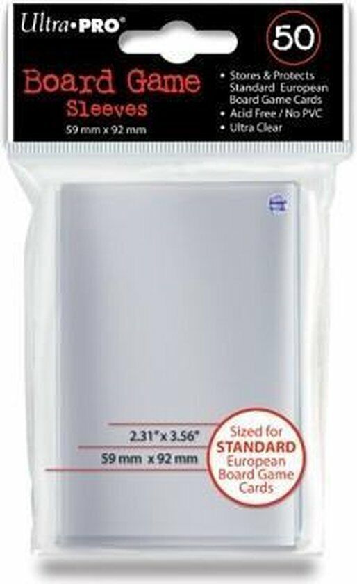 Ultra Pro - clear Board Game Sleeves - Euro Standard 59x92mm (50 Sleeves)