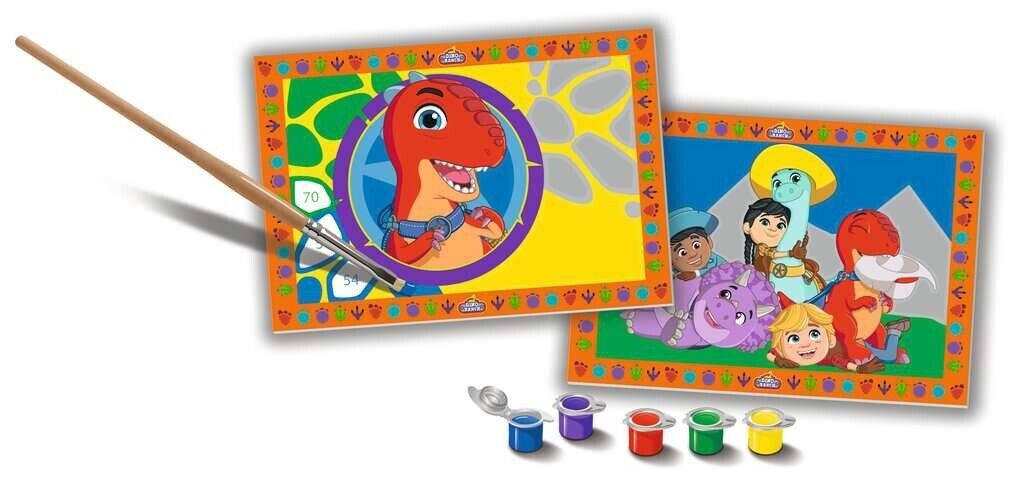 DINO RANCH con 2 tavole da colorare CREART kit artistico 5 COLORI ravensburger C