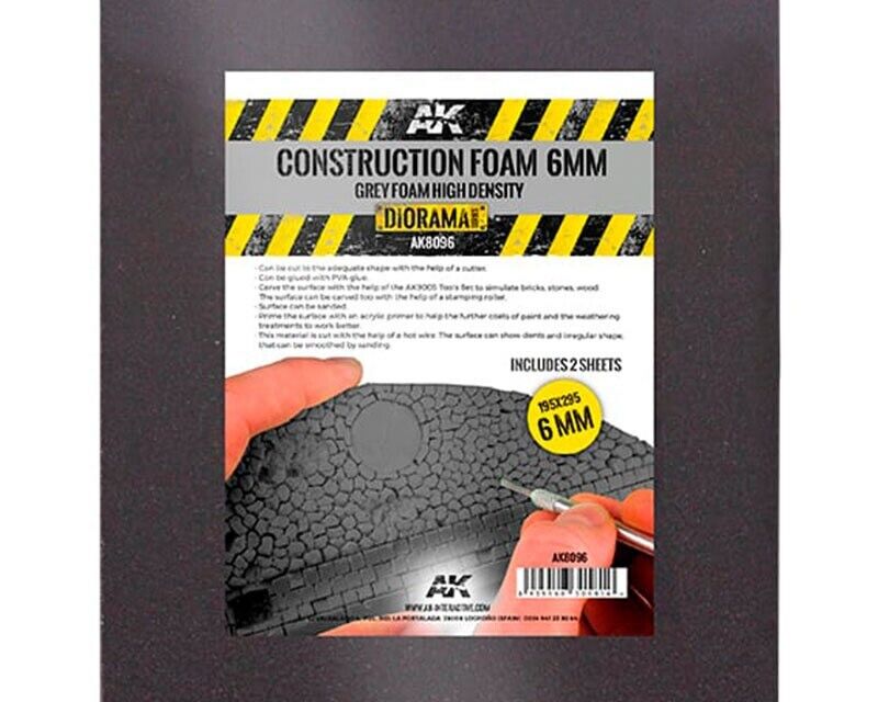 AK Interactive Foam 6mm Black High Density 195x295mm 2 sheets AK8096 modellismo