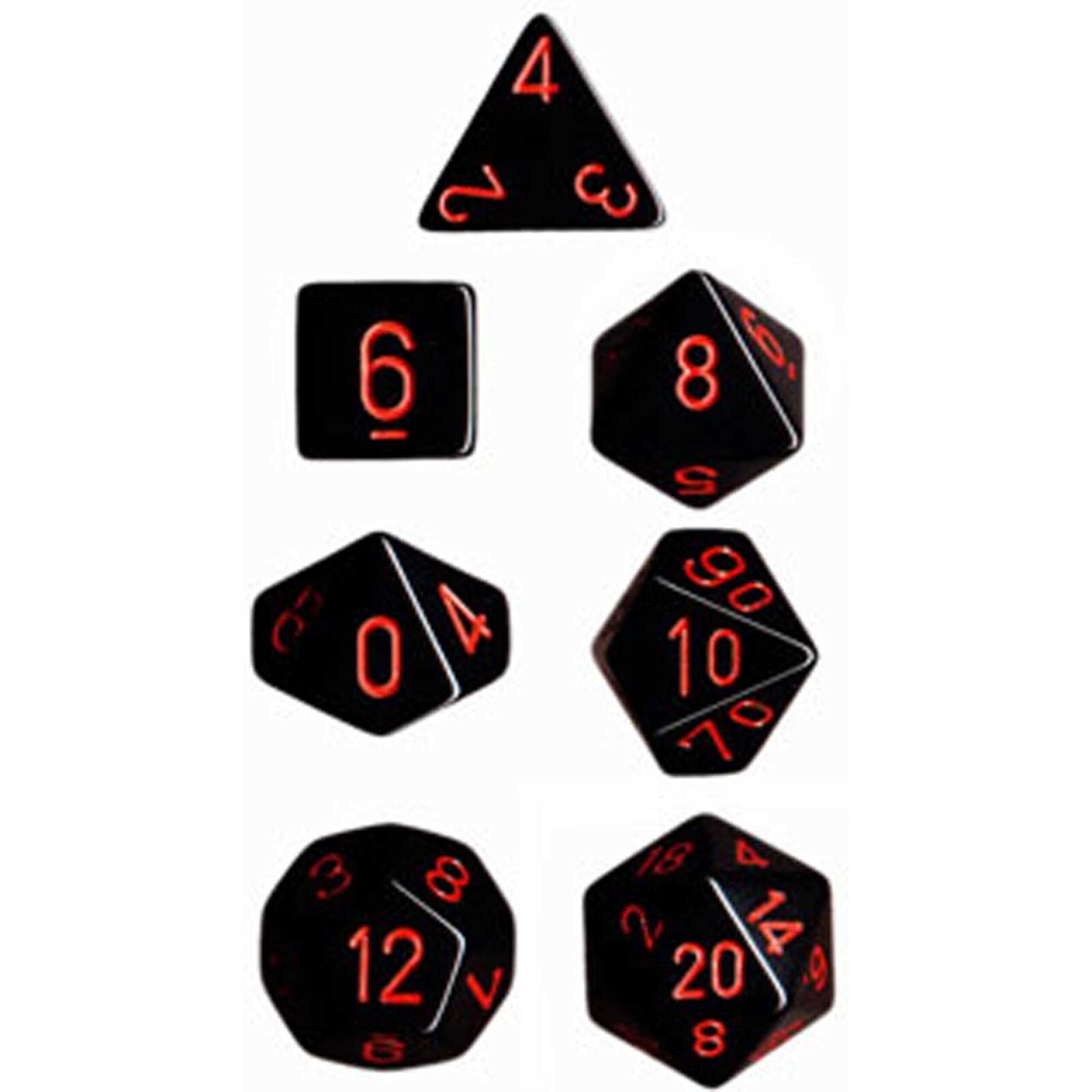 Polyhedral Dice: Opaque - Black with Red (7)