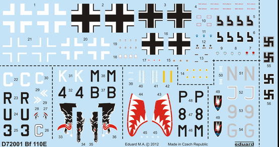 EDUARD DECALS D72001  Bf 110E