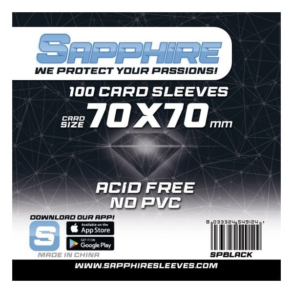 100 BUSTINE PROTETTIVE sapphire BLACK card sleeves 70 x 70 mm RED GLOVE nero TRA