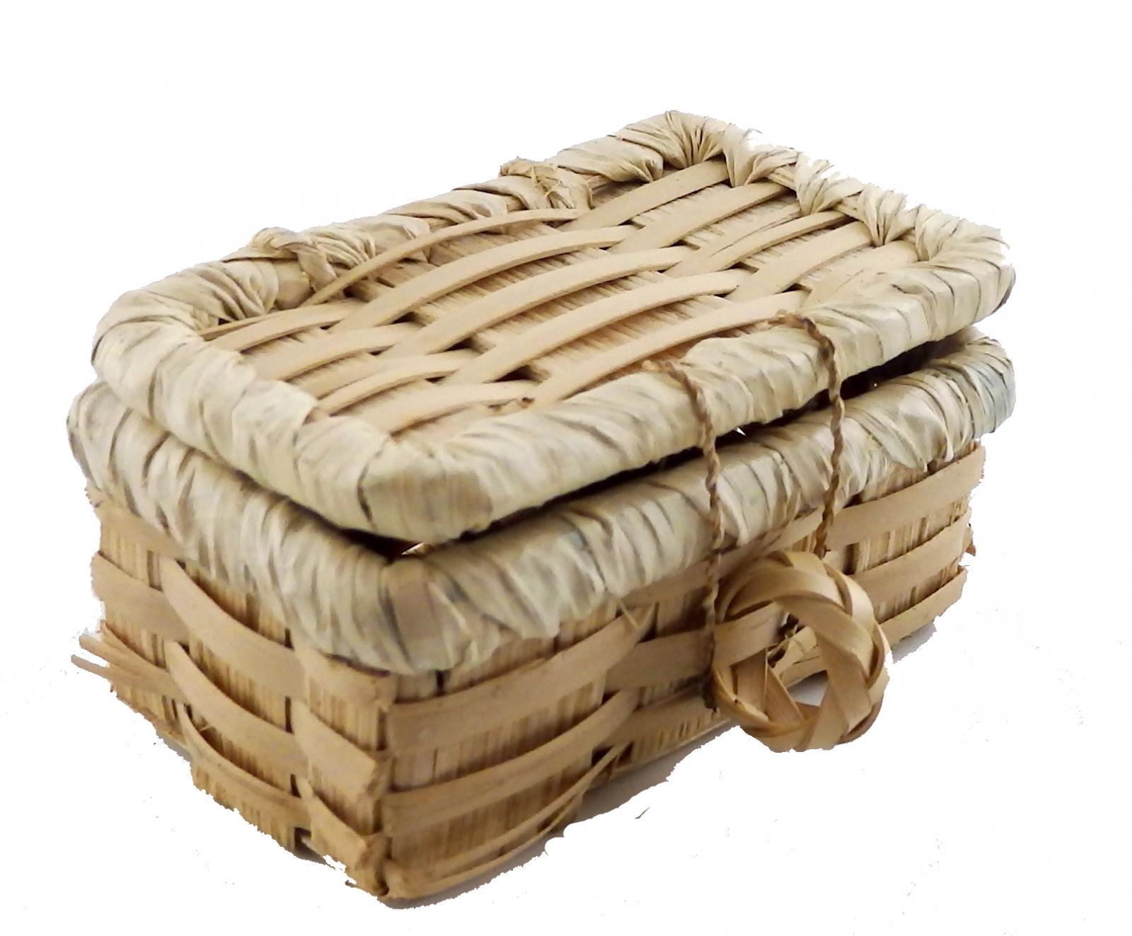 Casa Delle Bambole Picnic Hamper Wicker Tessuta Basket con Coperchio Miniatura