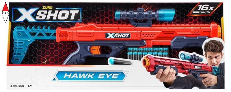 ARMA A MUNIZIONI ZURU X-SHOT EXCEL FUCILE DI PRECISIONE HAWK EYE CON 16 DARDI
