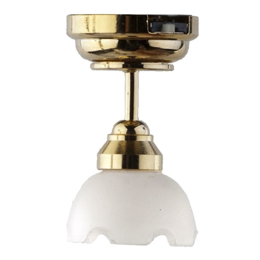 Casa Delle Bambole Batteria Soffitto Luce con Scanalature Paralume Miniatura LED