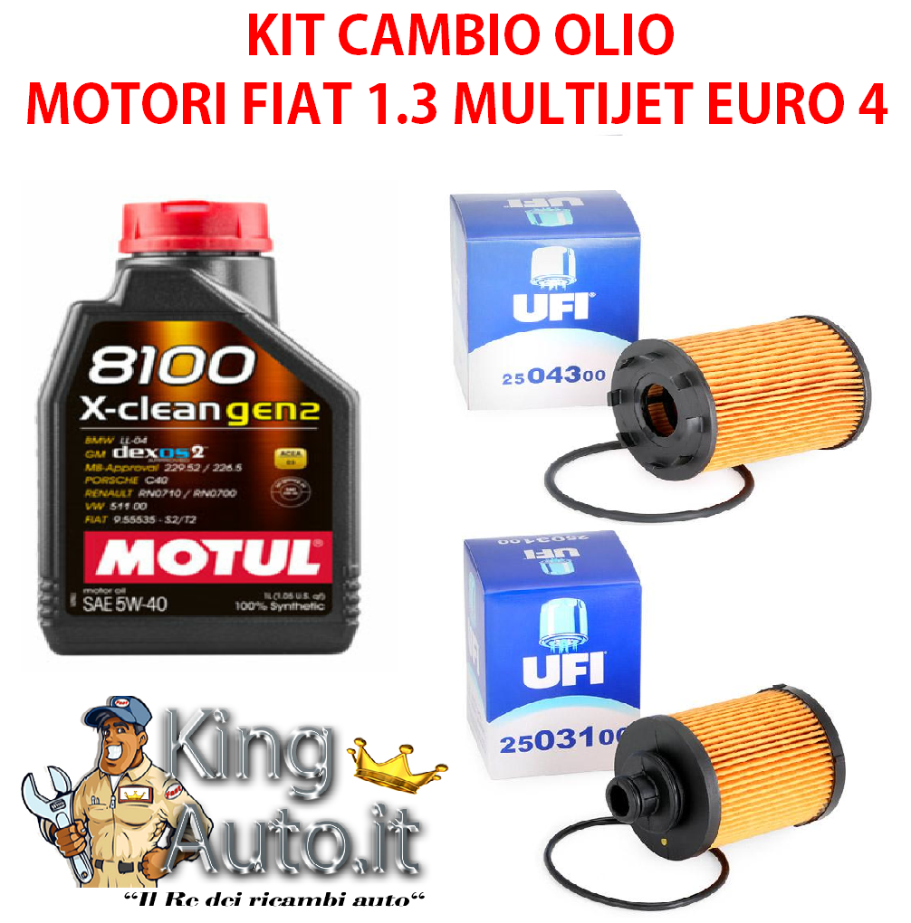 KIT CAMBIO OLIO FIAT PUNTO 1.3 MULTIJET 3 LITRI OLIO MOTUL 5W40 +FILTRO OLIO UFI