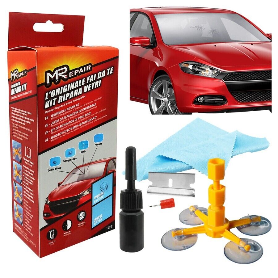 KIT RIPARAZIONE CRISTALLI -  KIT MR REPAIR - VETRI ROTTI - SCHEGGIATI - AUTO