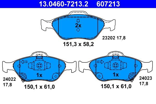 Kit pastiglie freno, Freno a disco ATE 13046072132 compatibile con DAIHATSU TOYO