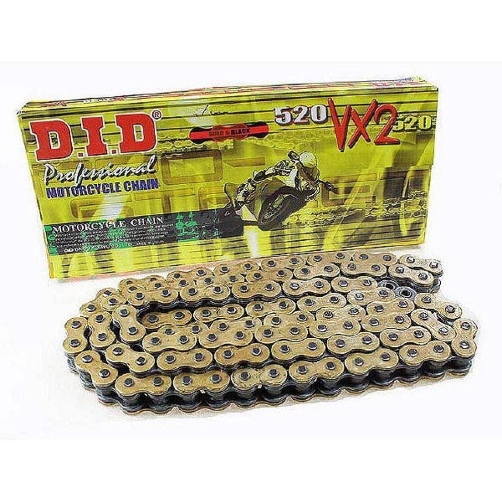 CATENA TRASMISSIONE DID 520 VX2 GOLD & BLACK 76 MAGLIE CON GIUNTO A CLIP FJ