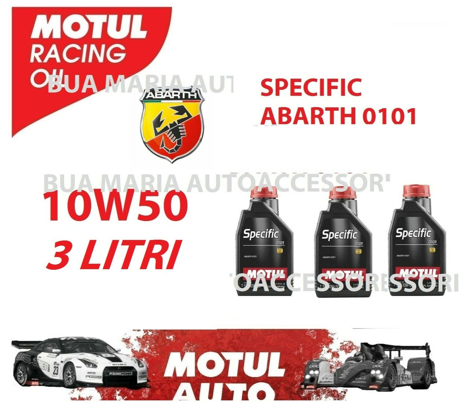 OLIO MOTUL SPECIFIC ABARTH 0101 10W50 1.4 TJET 500 595 PETRONAS SELENIA 3 LITRI