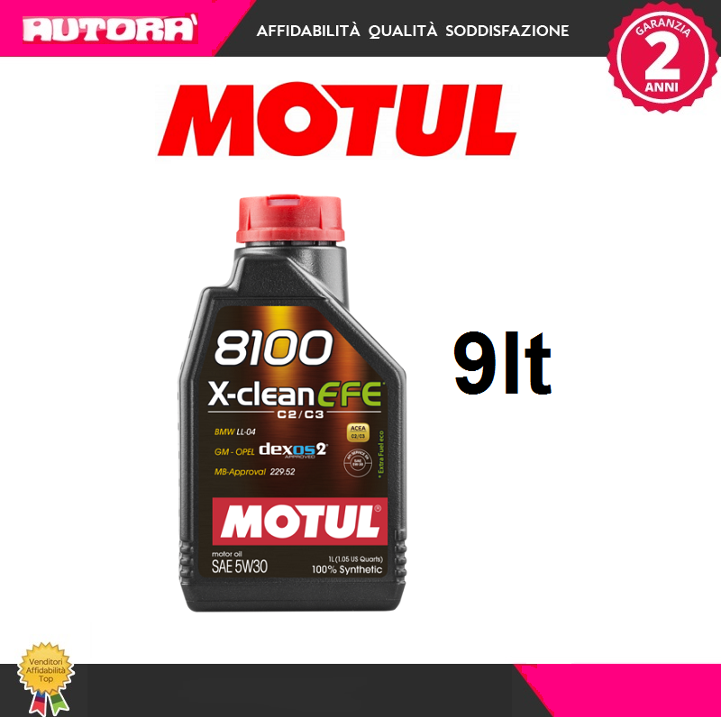 9lt Olio motore Motul 8100 EFE 5W30 100% sintetico (MARCA-MOTUL)..