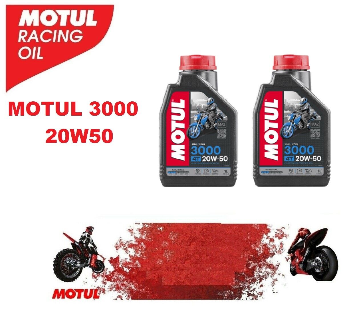 Olio Motore Moto Motul 3000 4T 20W50  - 2 litri lt per harley davidson