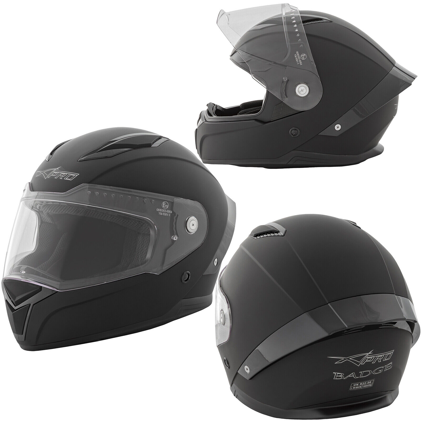 Motorbike Full Face Helmet Sport Scooter Visor Touring Matt Black XS