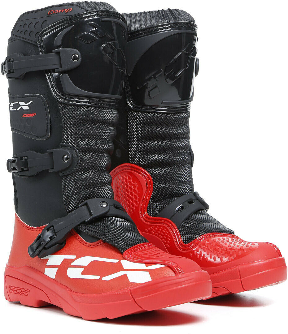 STIVALI BOOTS BAMBINO JUNIOR MOTO CROSS TCX COMP KID NERO ROSSO TG 34