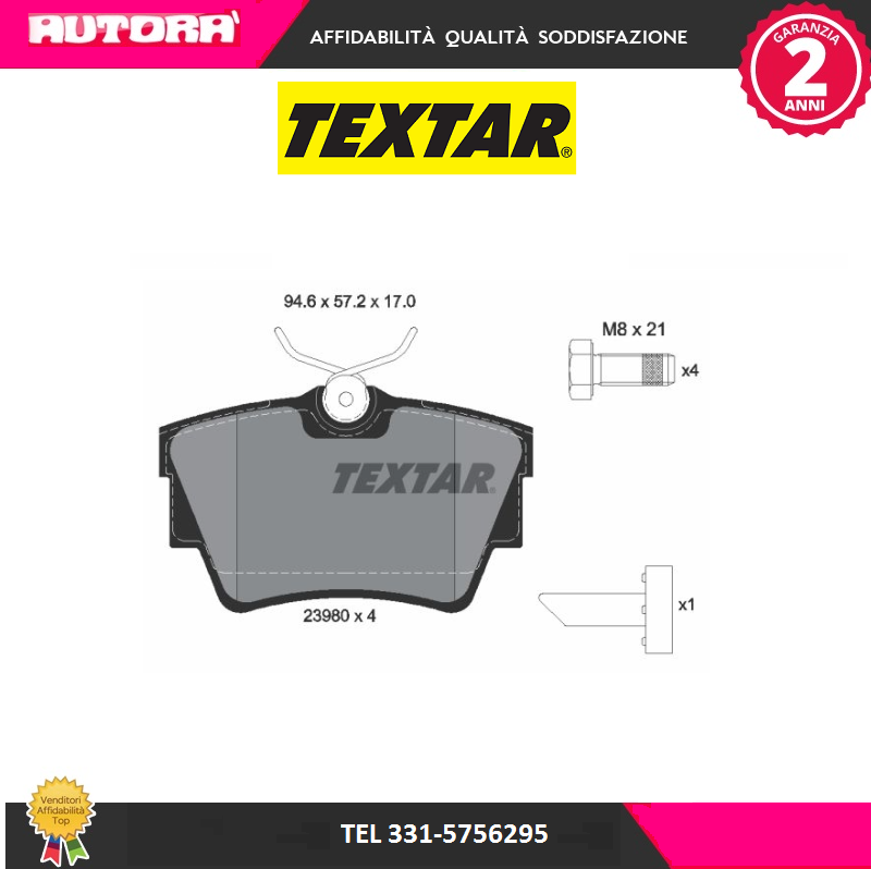 2398001 Kit pastiglie freno, Freno a disco posteriore (MARCA-TEXTAR)..