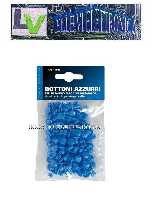 19915 LAMPA Bottoni Targa BLU 100 Pz Kit Fissaggio Porta Targa Auto Clip