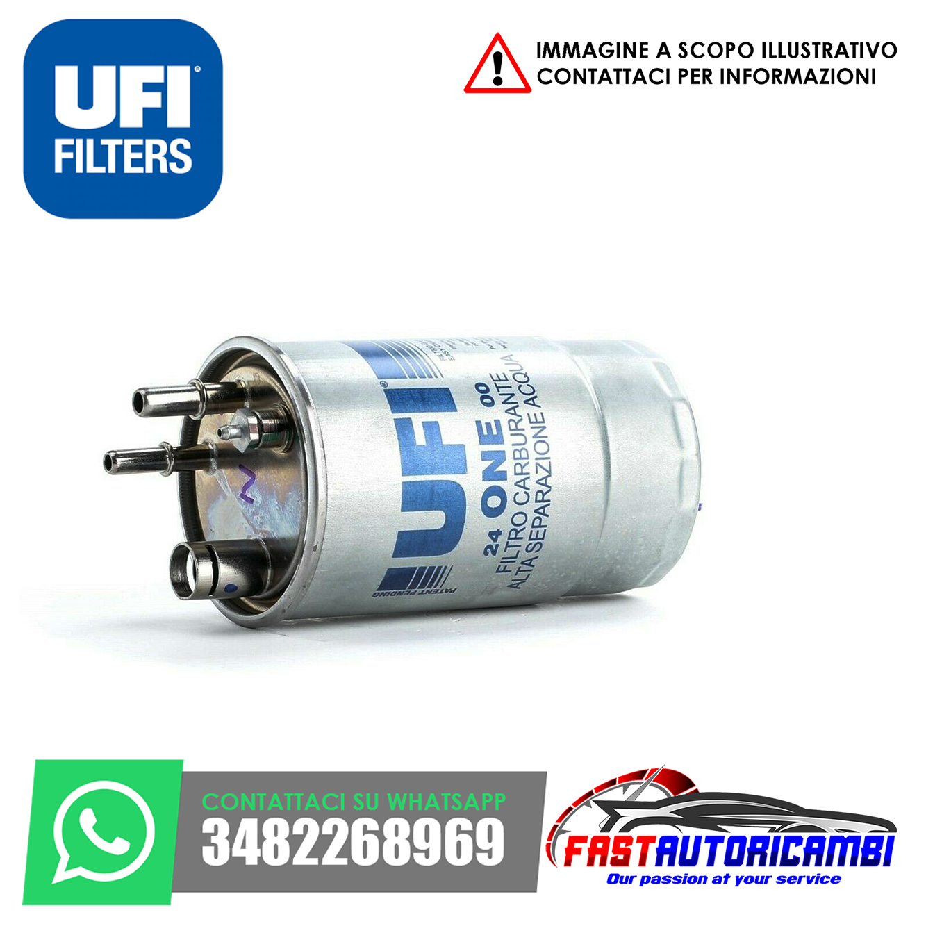 FILTRO GASOLIO CARBURANTE UFI 24ONE00 FIAT GRANDE PUNTO 1.3 MULTIJET 51 KW 69 CV