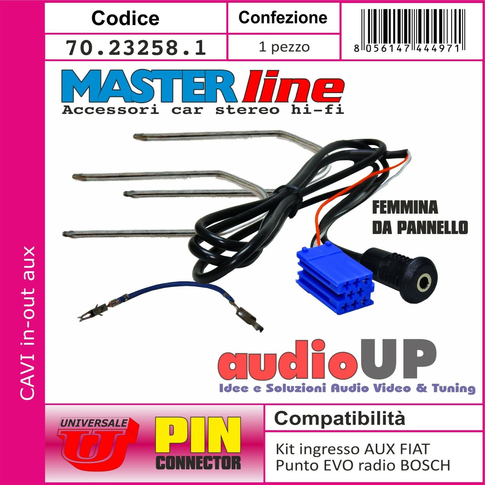 KIT IN-AUX FEMMINA + CHIAVETTE FIAT DOBLO DAL 2010-> CON RADIO ORIGINALE DELPHI