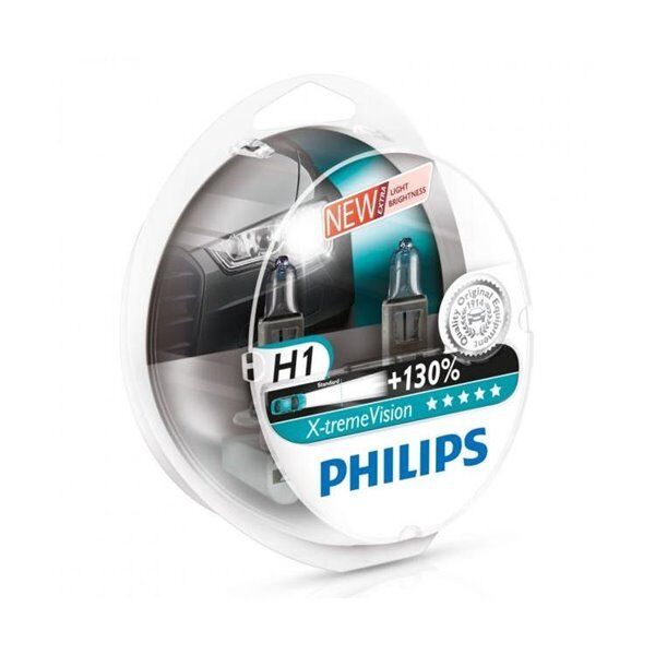 COPPIA LAMPADE AUTO PHILIPS H1 X-TREME VISION 12V 55W +130% LUCE