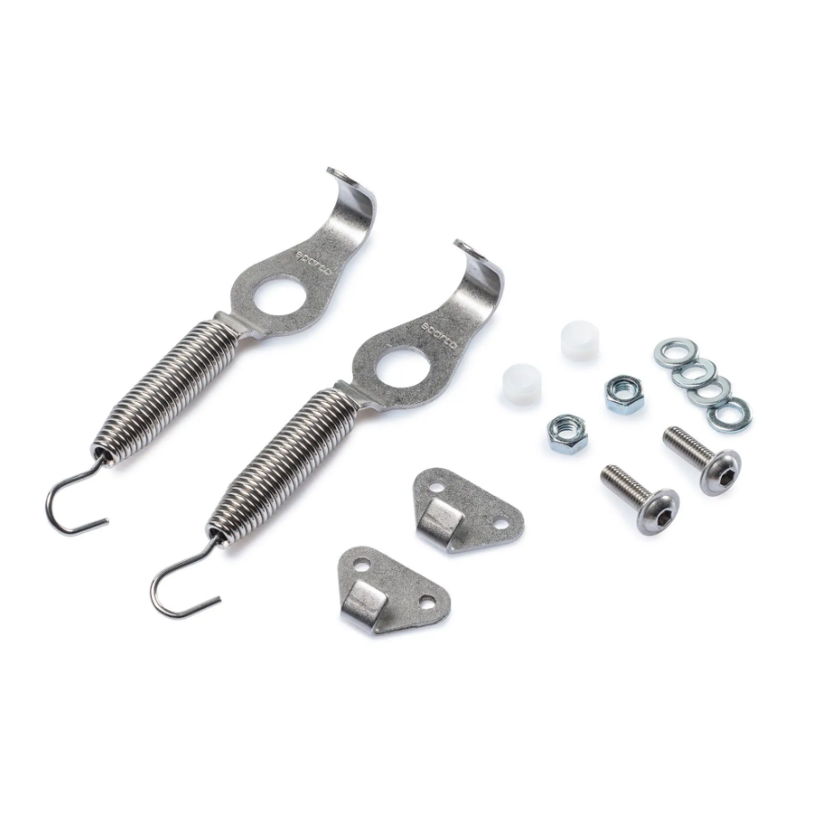 COPPIA GANCI FERMA COFANO A MOLLA SPARCO PER VETTUR RACING CROMATI CODICE 01608