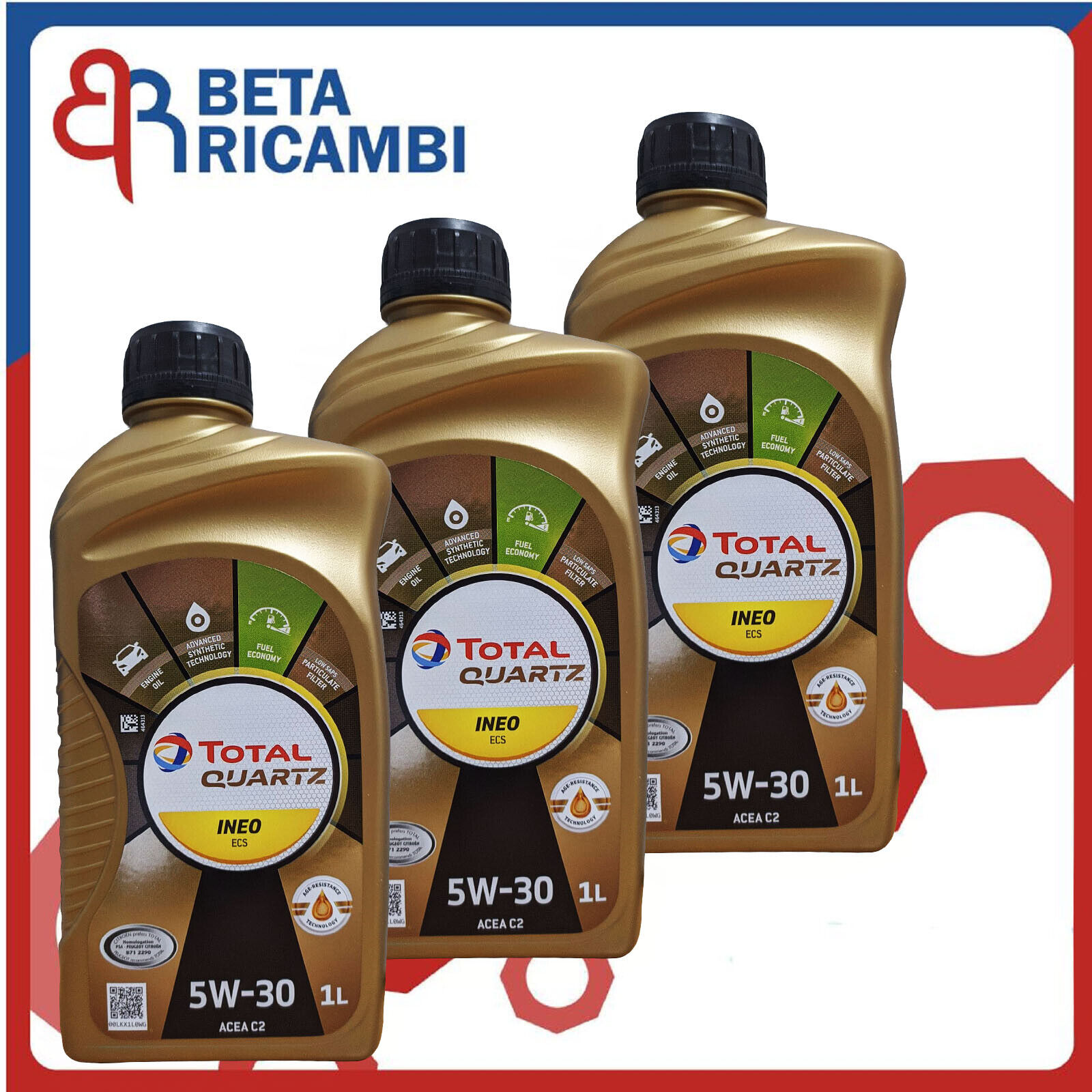 OLIO TOTAL 5w30 INEO ECS MC3 QUARTZ 3 LITRI (ORIGINALE CITROEN PEUGEOT TOYOTA)
