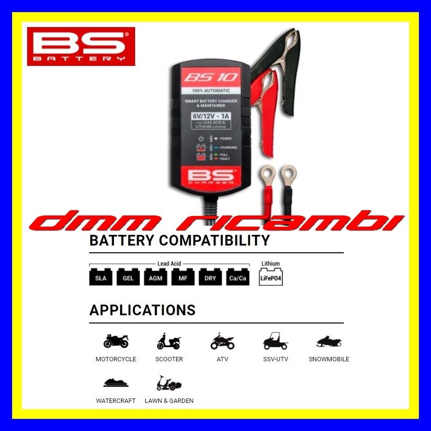Carica Batterie Mantenitore Moto BS-10 Litio / Piombo 12V KAWASAKI KX-F 250 450