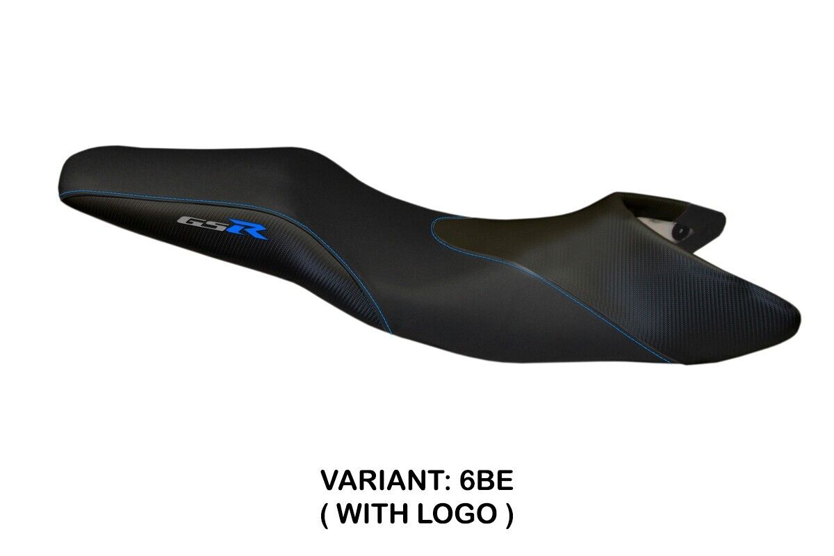Saddle covering Mauro Carbon Standard blue with logo Suzuki GSR600 2006-2011