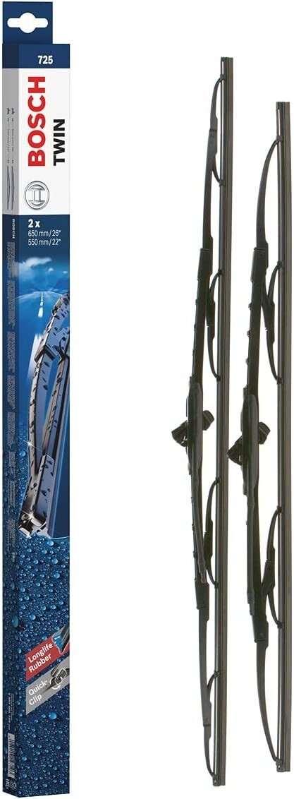 2x SPAZZOLE TERGICRISTALLI TERGICRISTALLO BOSCH 3397001725 TWIN 725 650mm 550mm