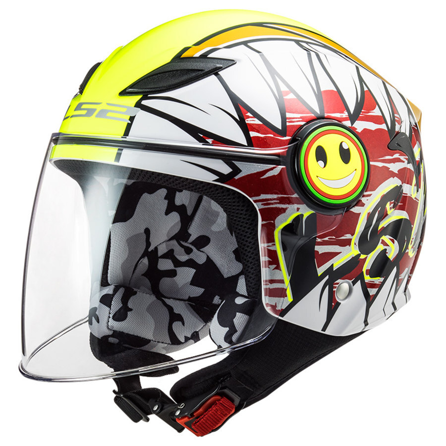 LS2; Casco kid jet moto FUNNY CRUNCH WHITE YELLOW TAGLIA YM