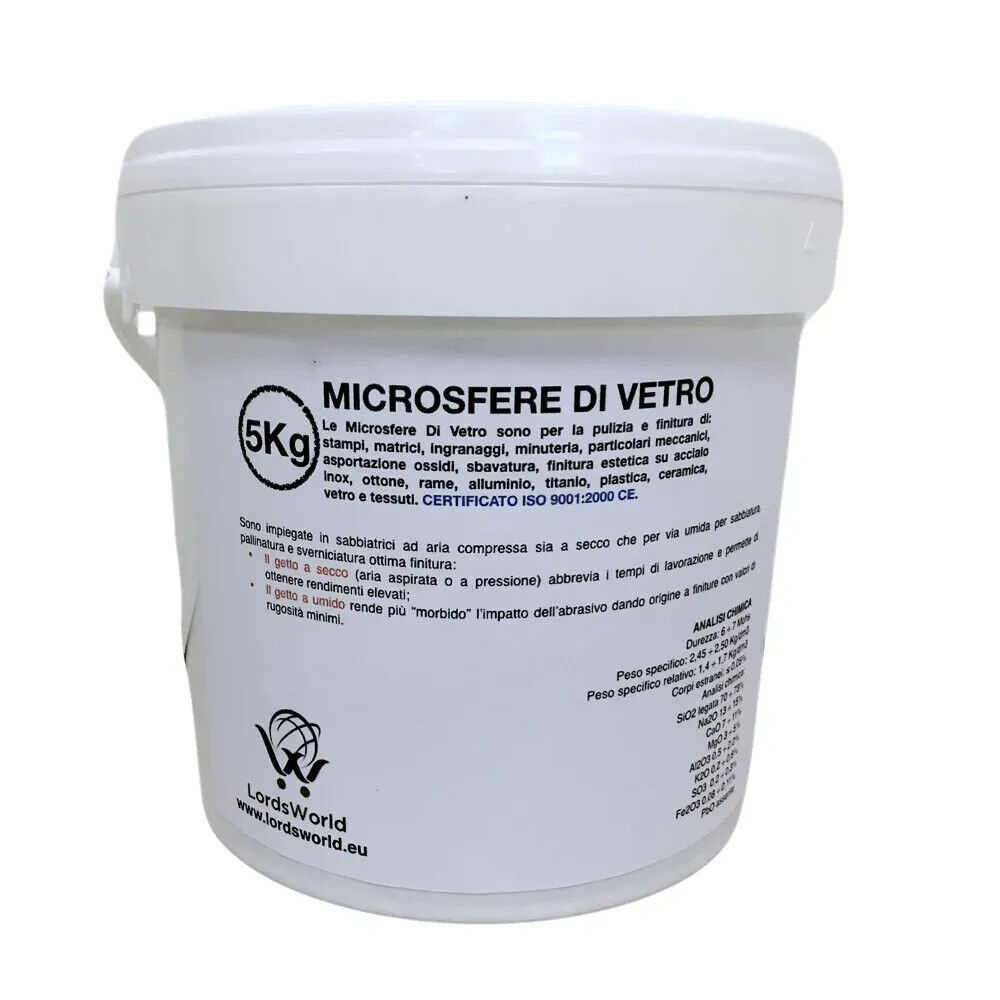 150 _ 250 Micron - 5 Kg Microsfere di vetro - Sabbia abrasiva per sabbiatura