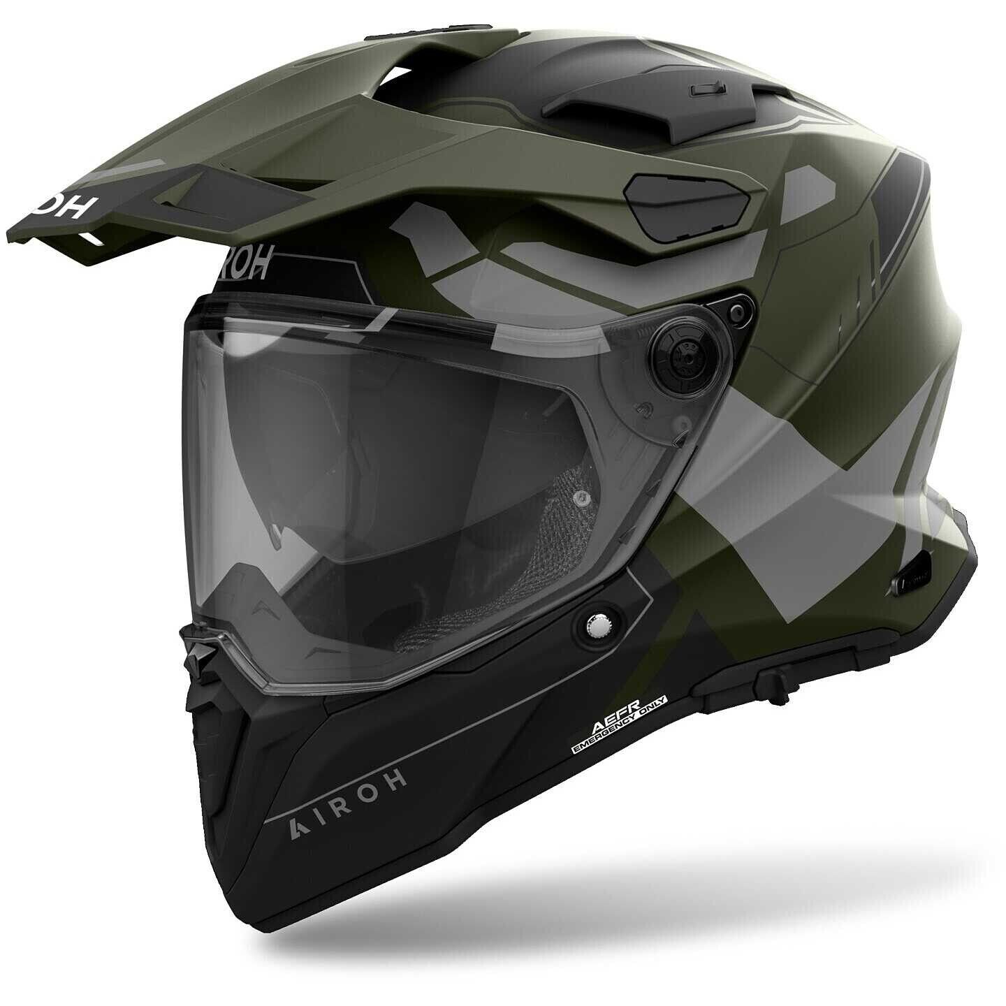 CASCO MOTO INTEGRALE FIBRA DUAL AIROH COMMANDER 2 REVEAL MILITARY GREEN TG XL